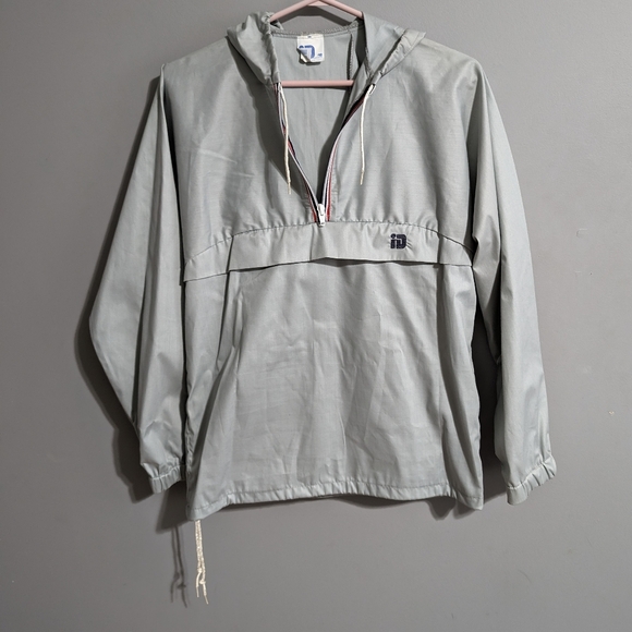 NWOT ID Vintage pullover windbreaker mens size 34 grey with front pocket - Picture 2 of 11